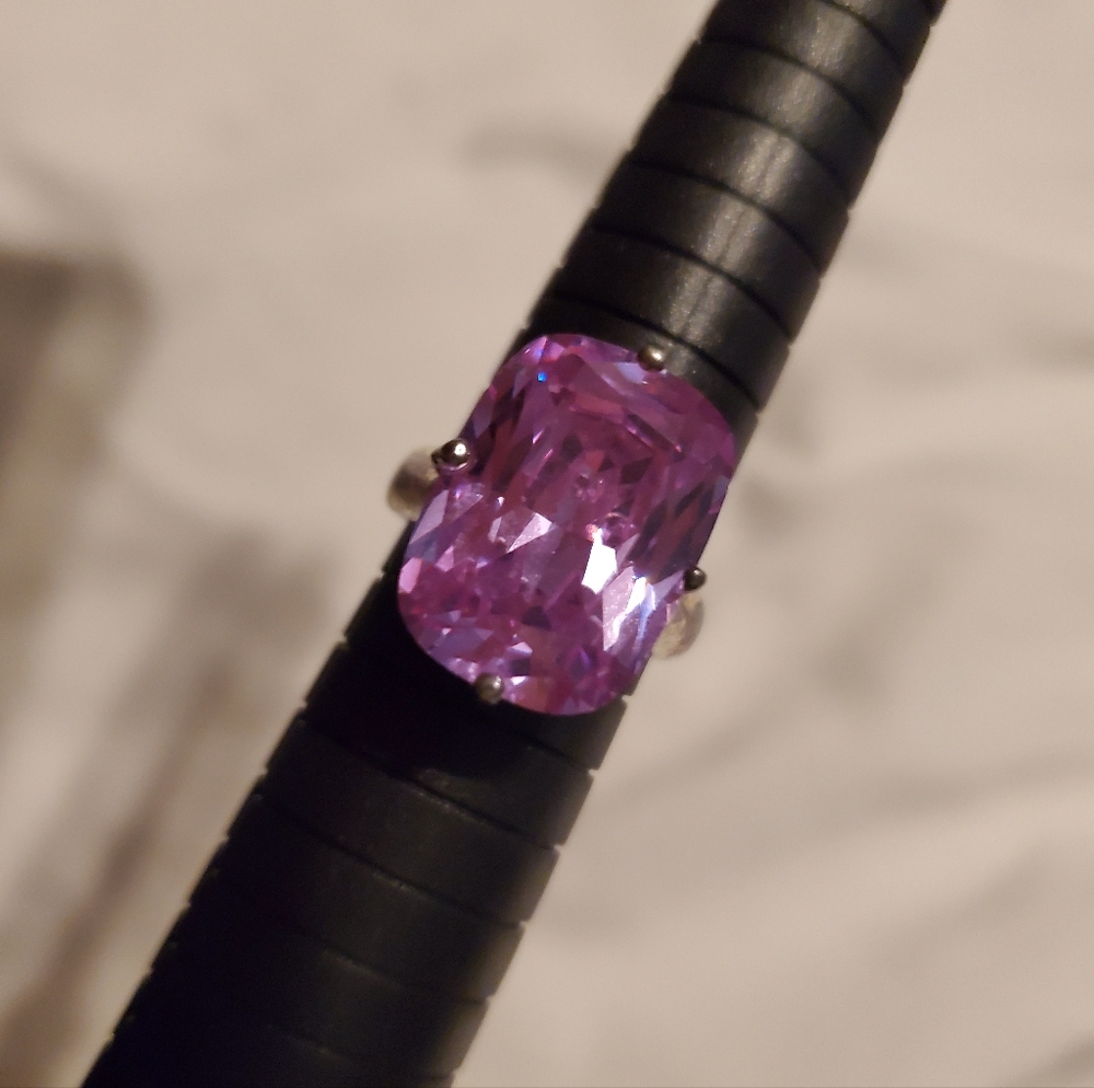 Silver Amethyst Crystal Statement Ring - image 3